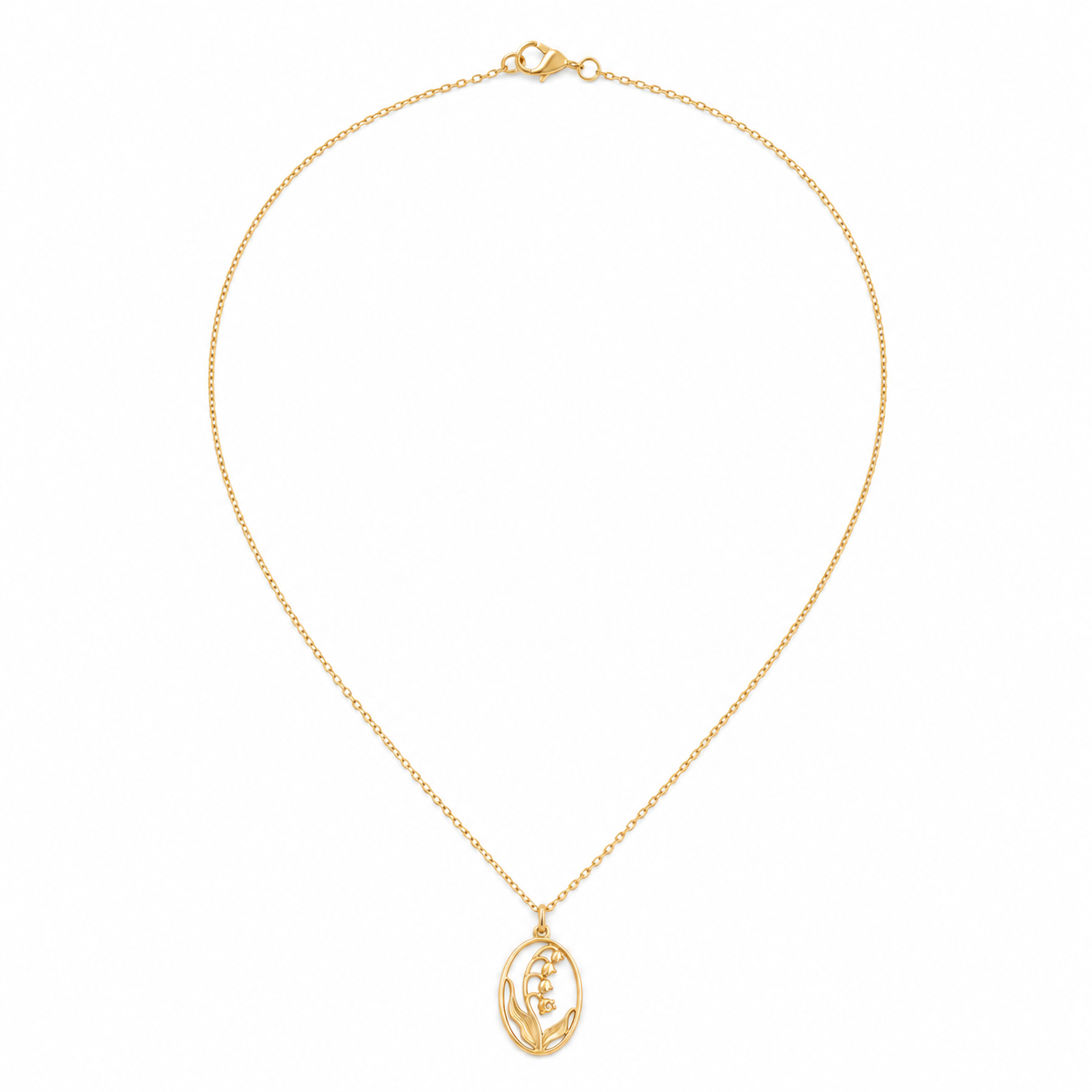 Lily of the Valley Necklace | Bronze Floral Pendant on Gold Filled Chain