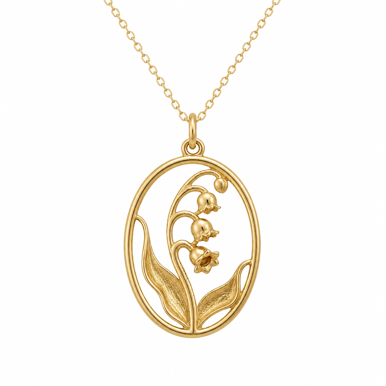Lily of the Valley Necklace | Bronze Floral Pendant on Gold Filled Chain