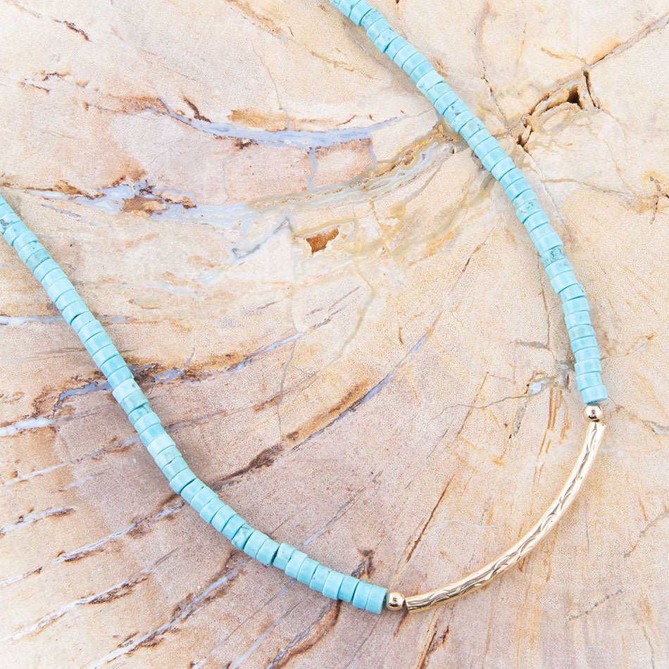 Little Bit Turquoise Golden Bar Necklace
