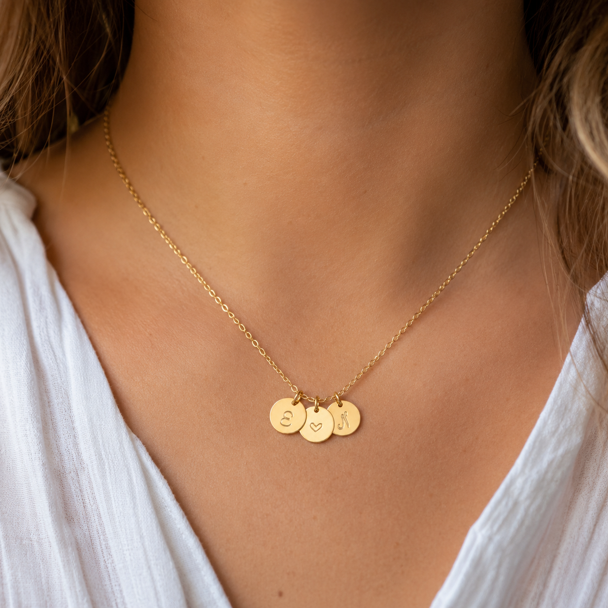 Lovers Initial Disc Necklace - 14k Gold Filled