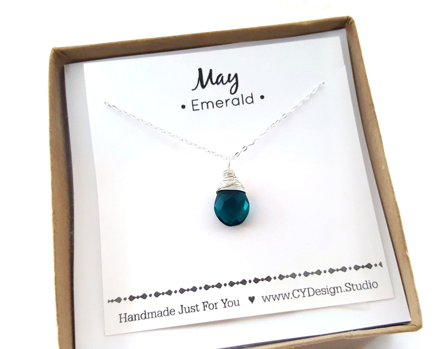 May Birthstone - Sterling Silver Necklace