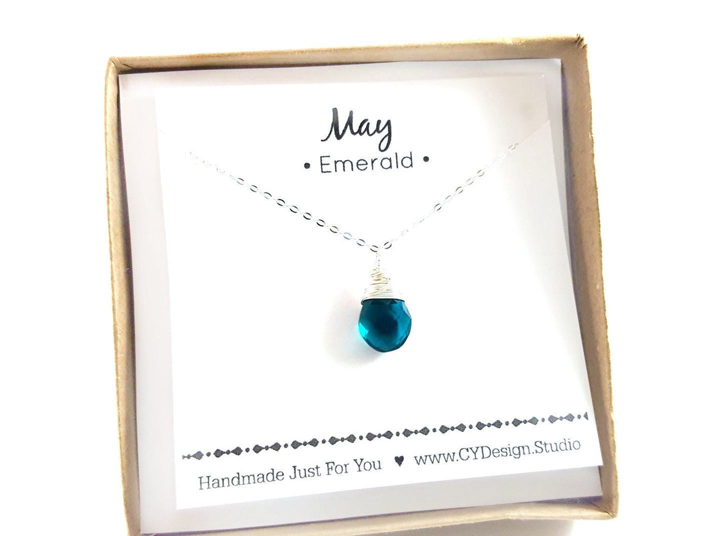 May Birthstone - Sterling Silver Necklace