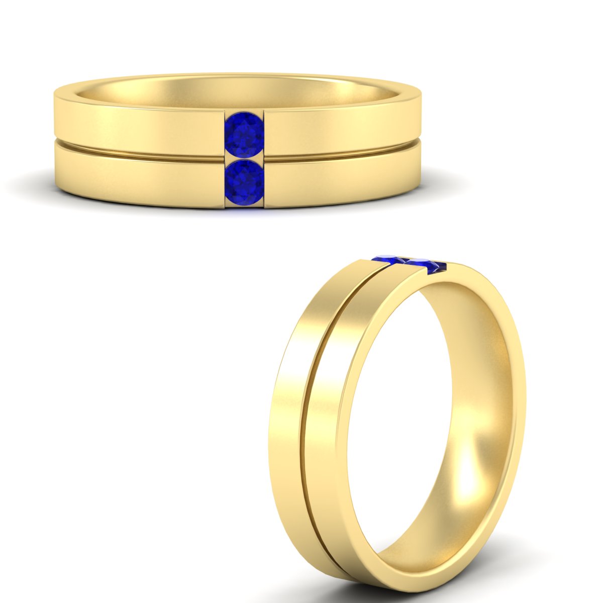 Mens 2 Stone Band