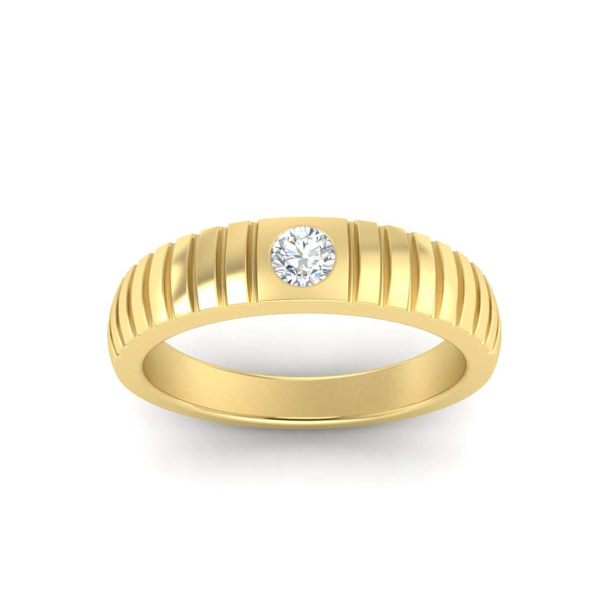 Mens Bezel Set Modern Wedding Ring