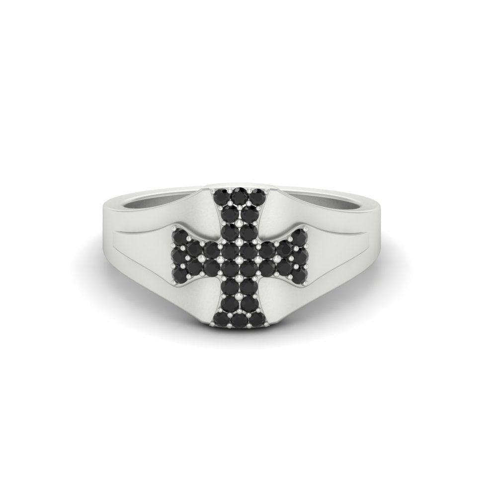 Mens Cross Gemstone Engagement Ring