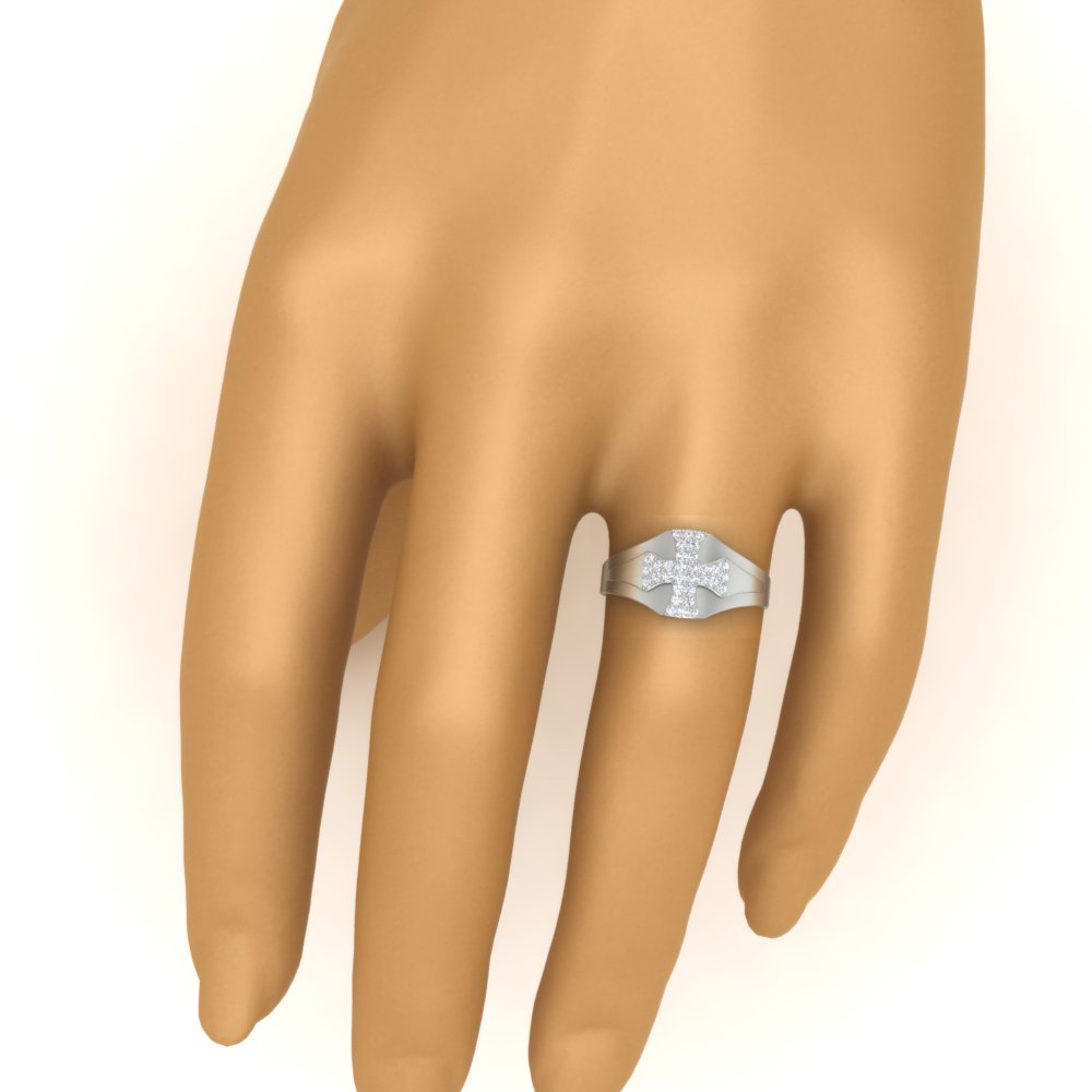 Mens Cross Gemstone Engagement Ring