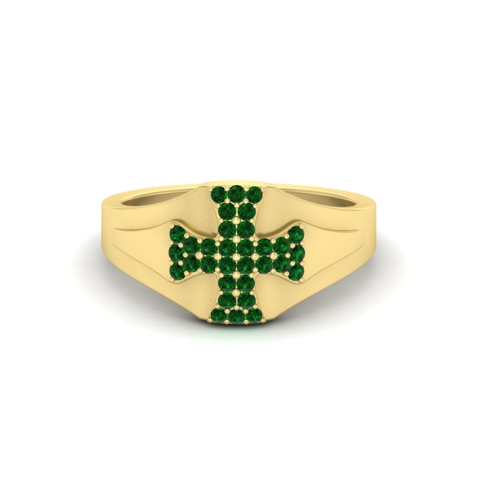 Mens Cross Gemstone Engagement Ring