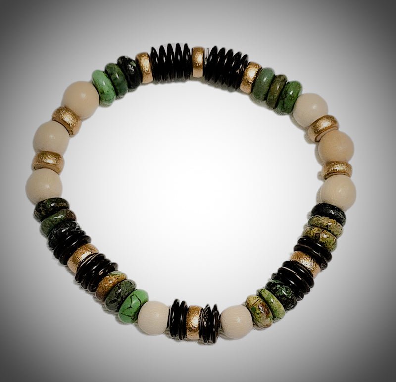 Men's Natural Turquoise and Wood Bracelet