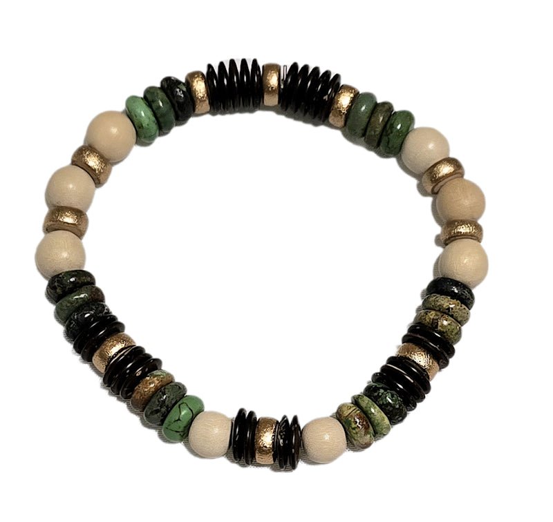 Men's Natural Turquoise and Wood Bracelet