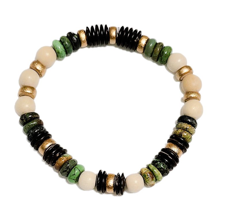 Men's Natural Turquoise and Wood Bracelet