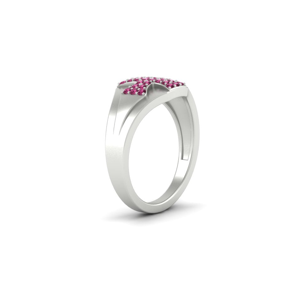 Mens Cross Gemstone Engagement Ring