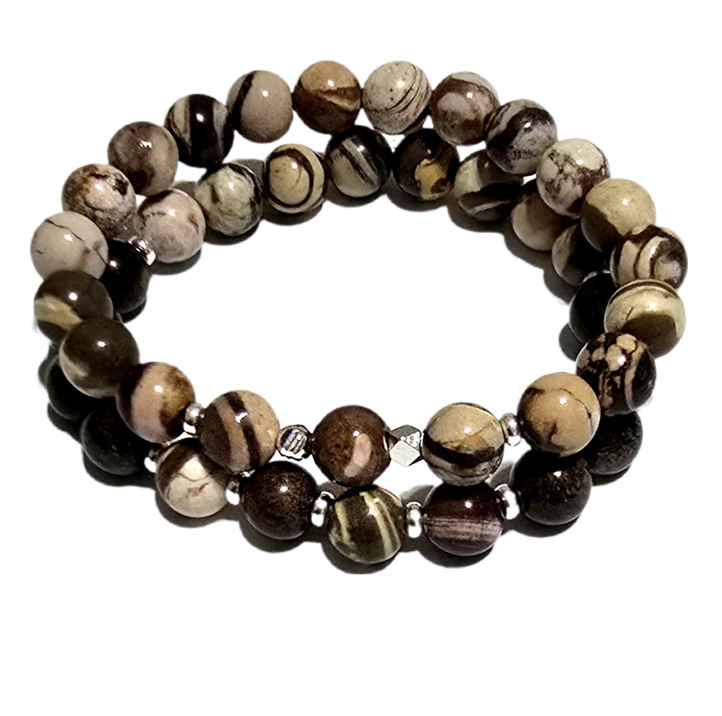 Men's Round striped Tibetan Agate Bracelet set
