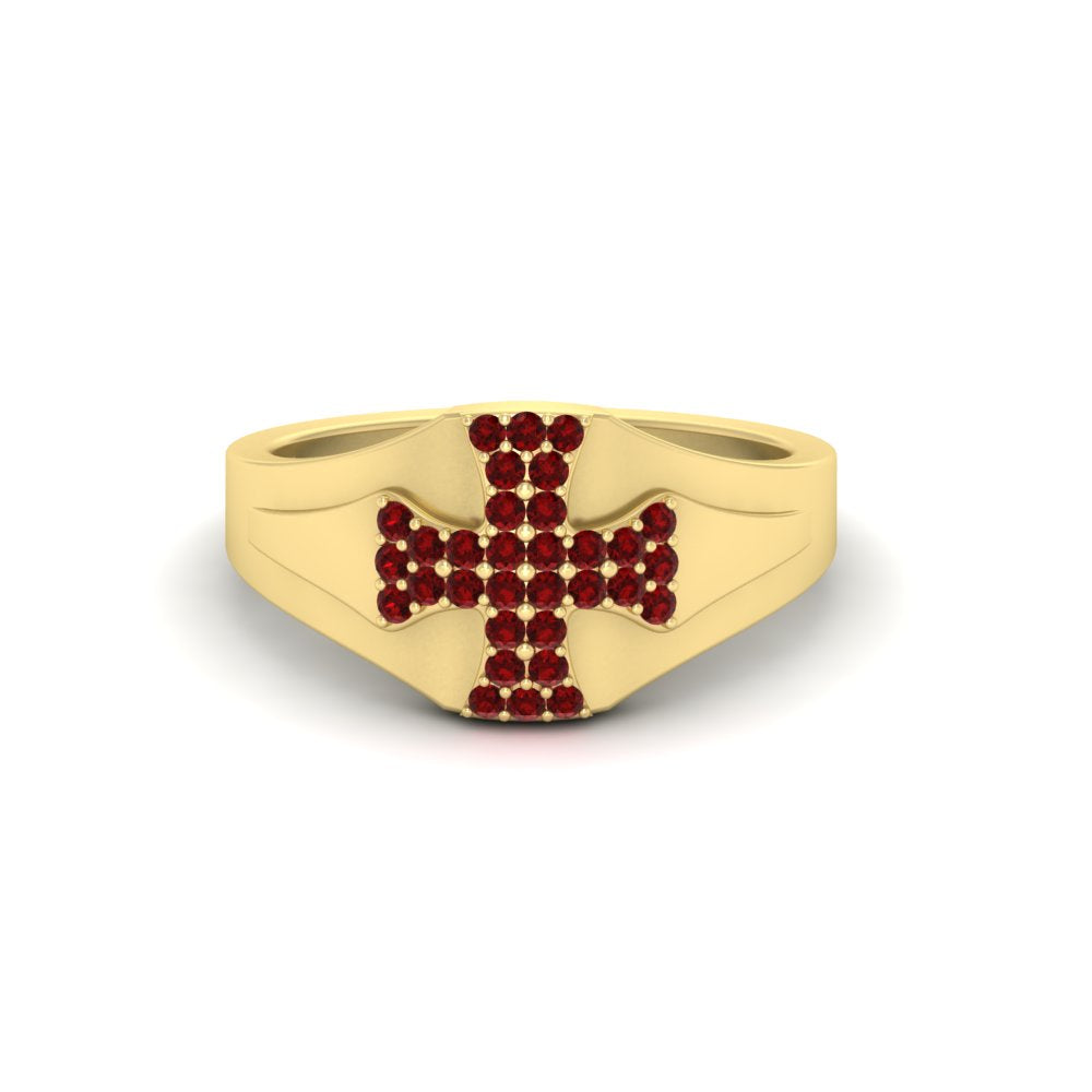 Mens Cross Gemstone Engagement Ring