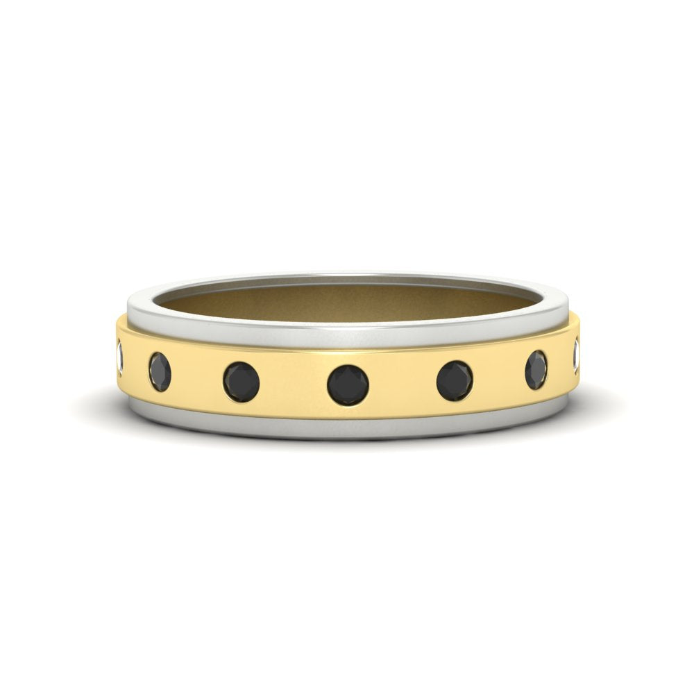 Mens Two Tone Bezel Stone Wedding Ring
