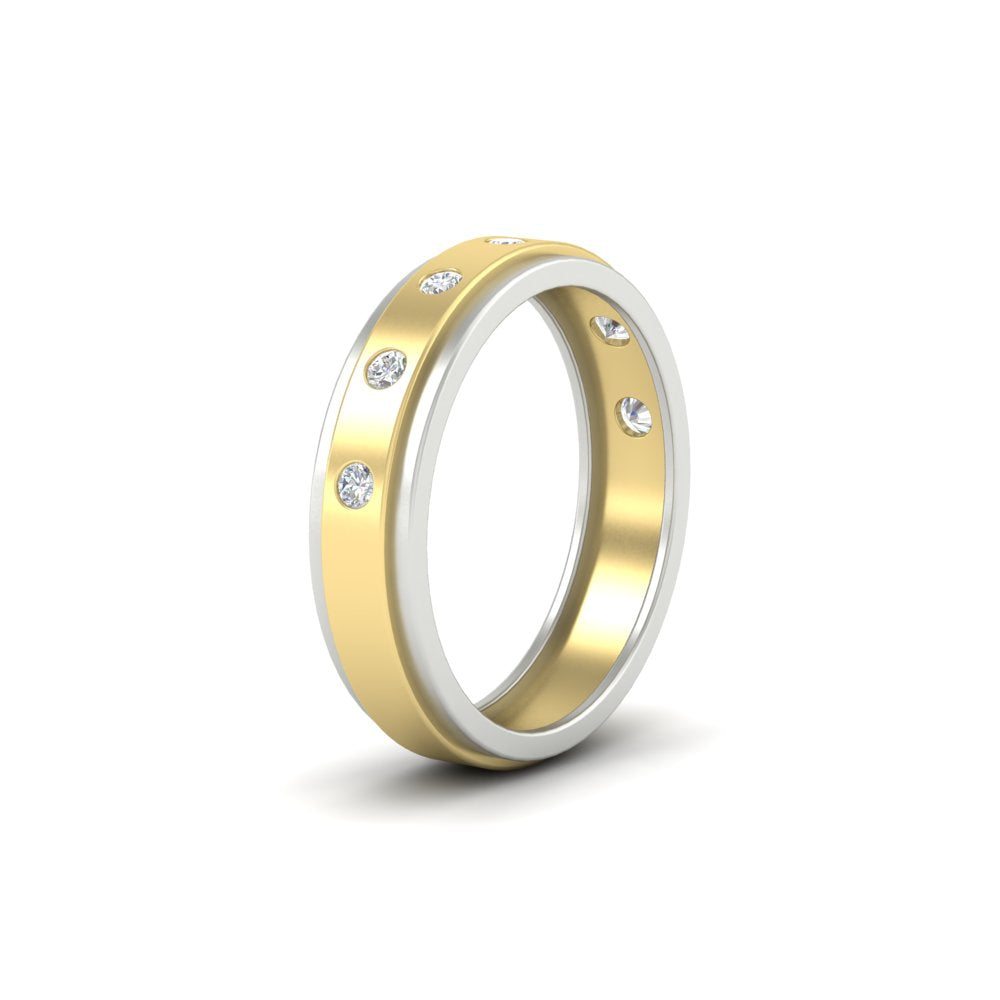 Mens Two Tone Bezel Stone Wedding Ring