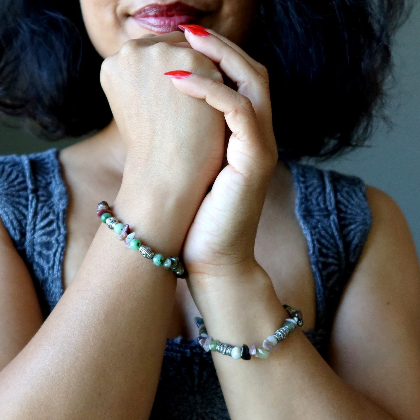 Fun Bracelet Set Eclectic Medley of Gemstones