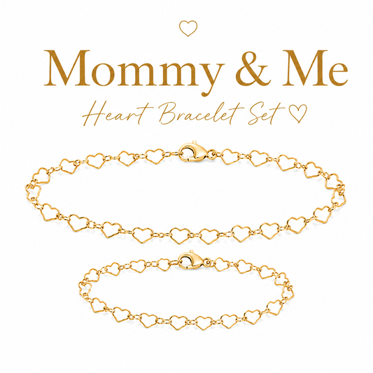 Mommy & Me Heart Bracelet Set – 14k Gold Filled