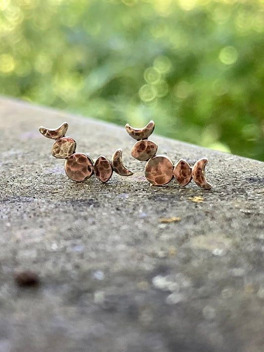 Moon phase studs - 12 pairs - wholesale