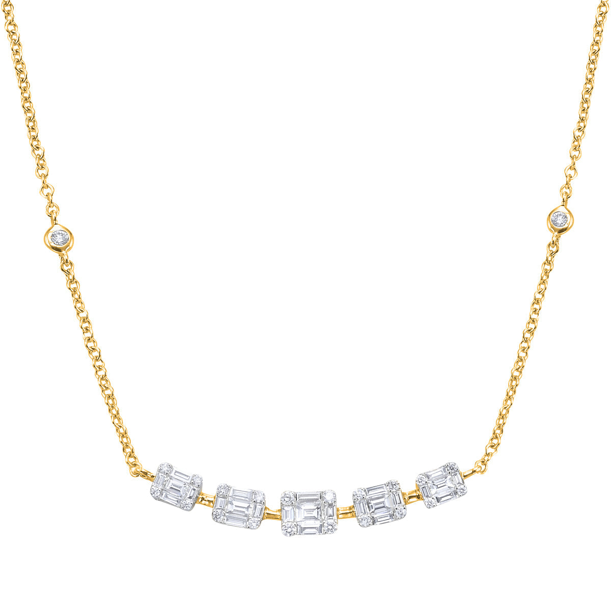 18K Yellow Gold Diamond Necklace, 1.05ct