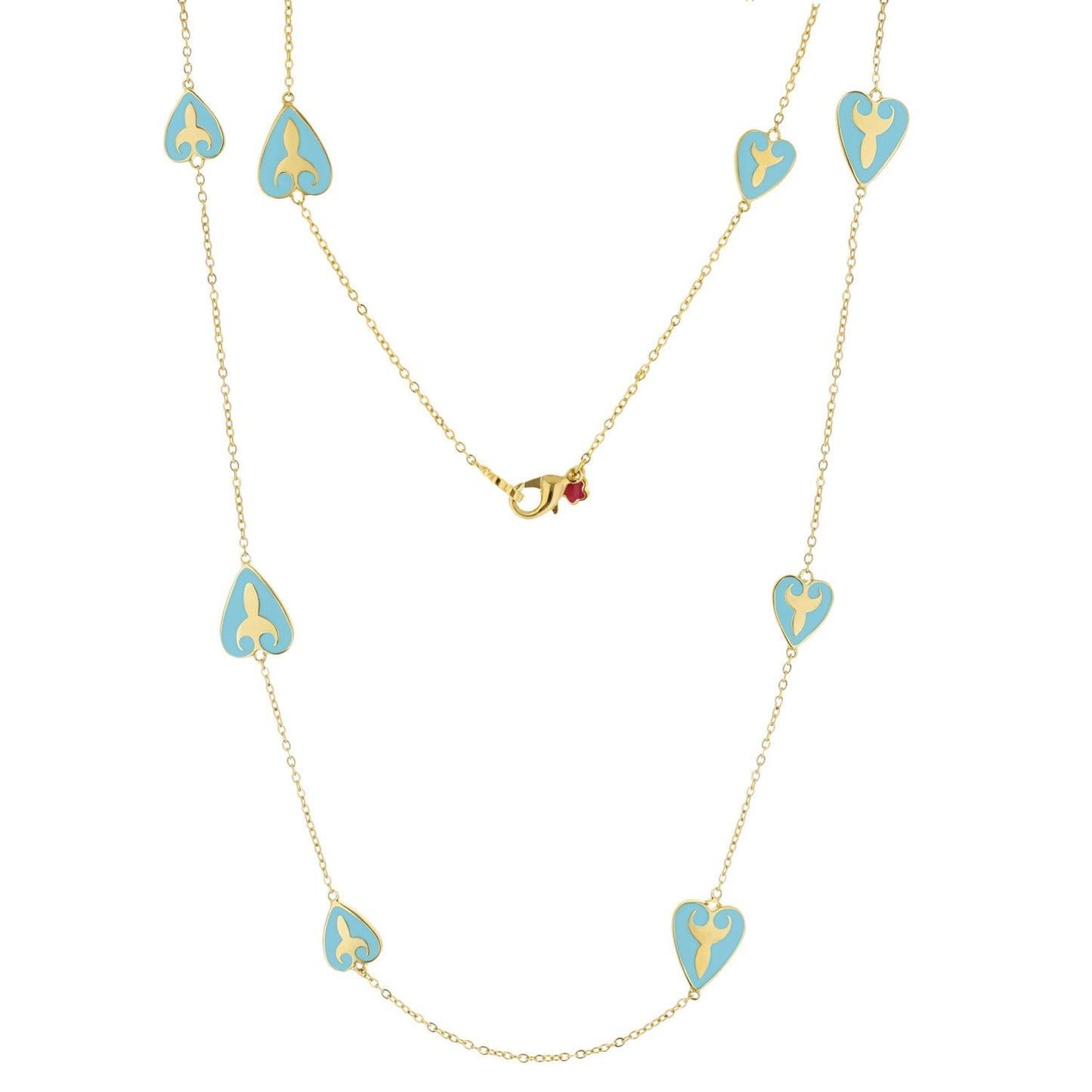 Bows And Hearts Necklace Gold Plated Brass