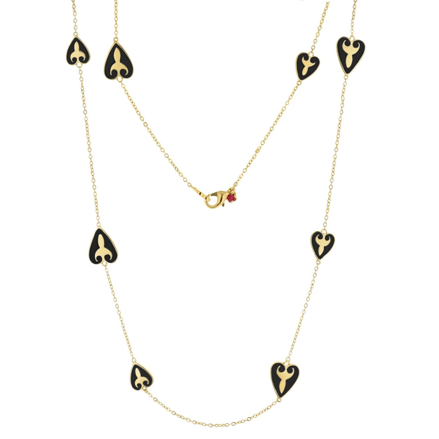 Bows And Hearts Necklace Gold Plated Brass