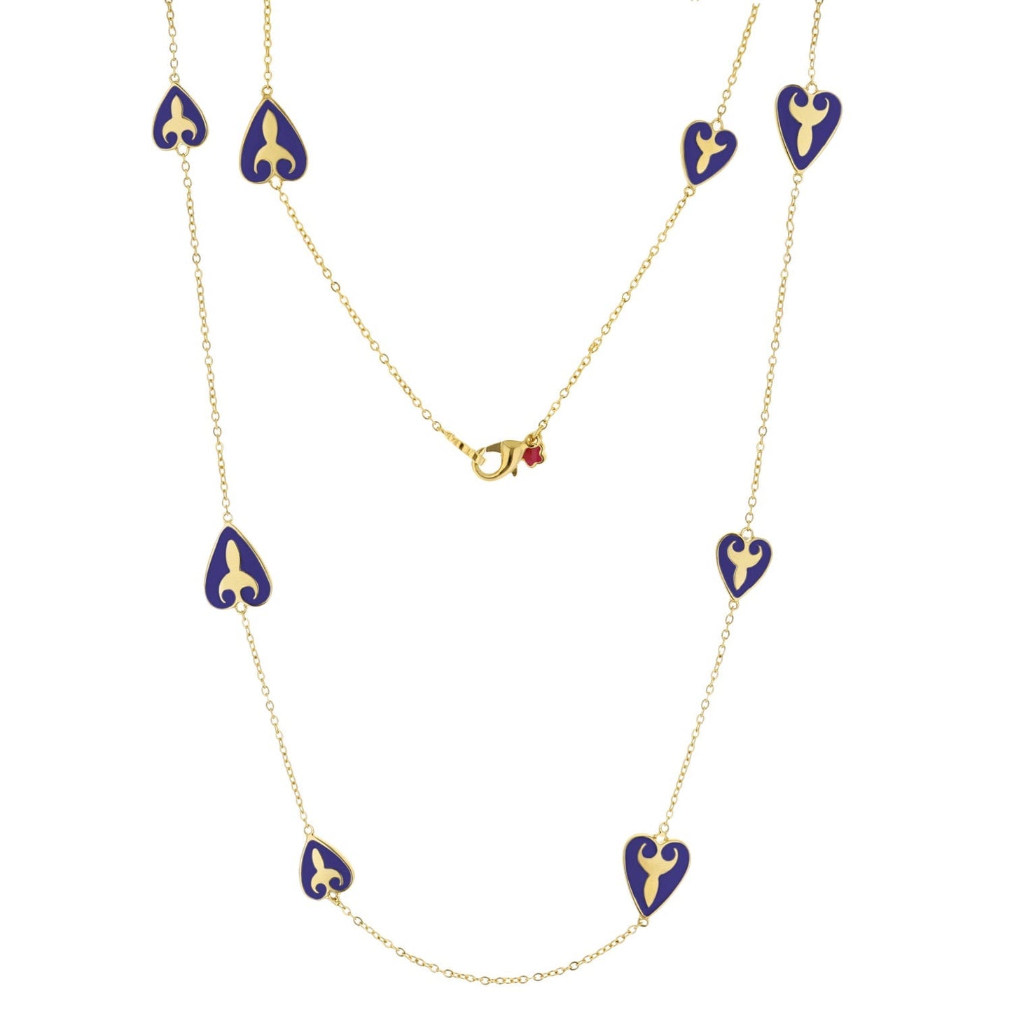 Bows And Hearts Necklace Gold Plated Brass