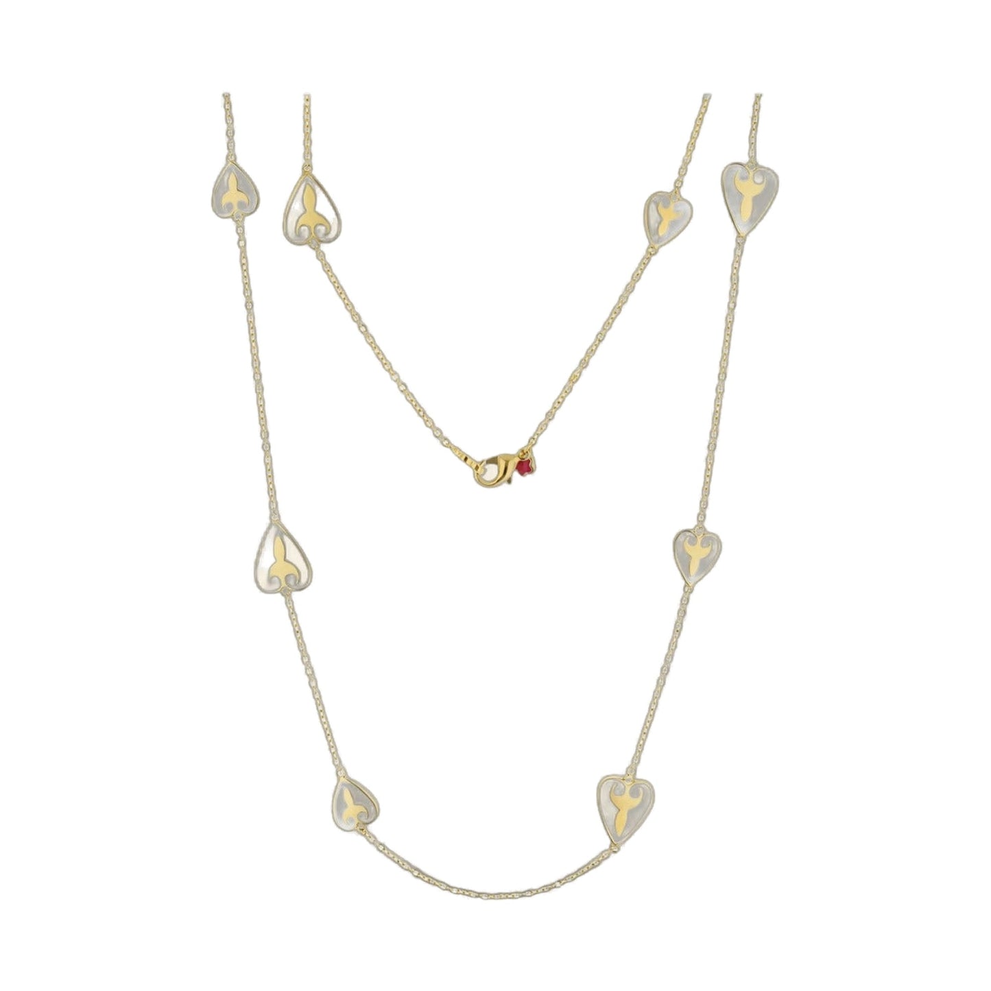 Bows And Hearts Necklace Gold Plated Brass