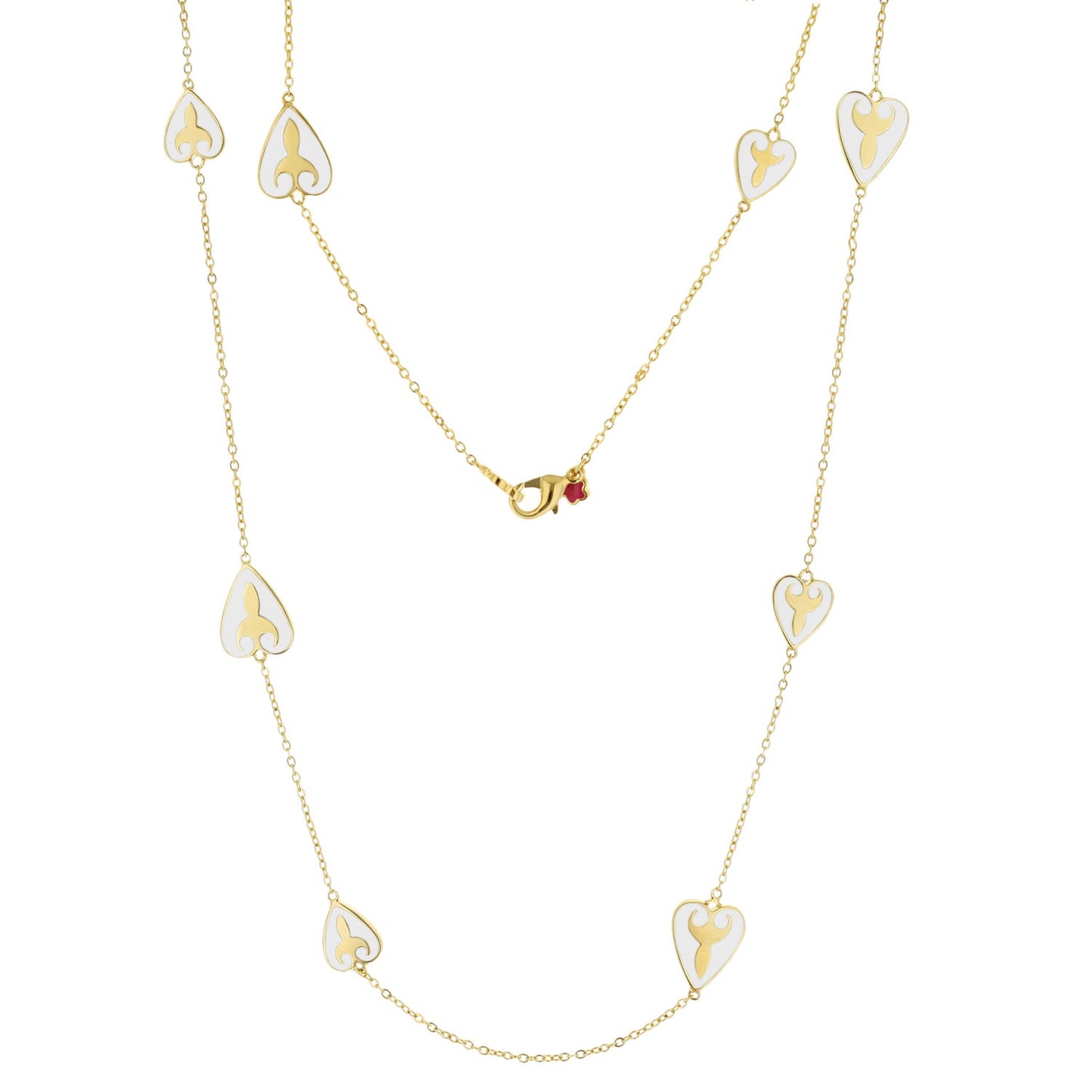 Bows And Hearts Necklace Gold Plated Brass