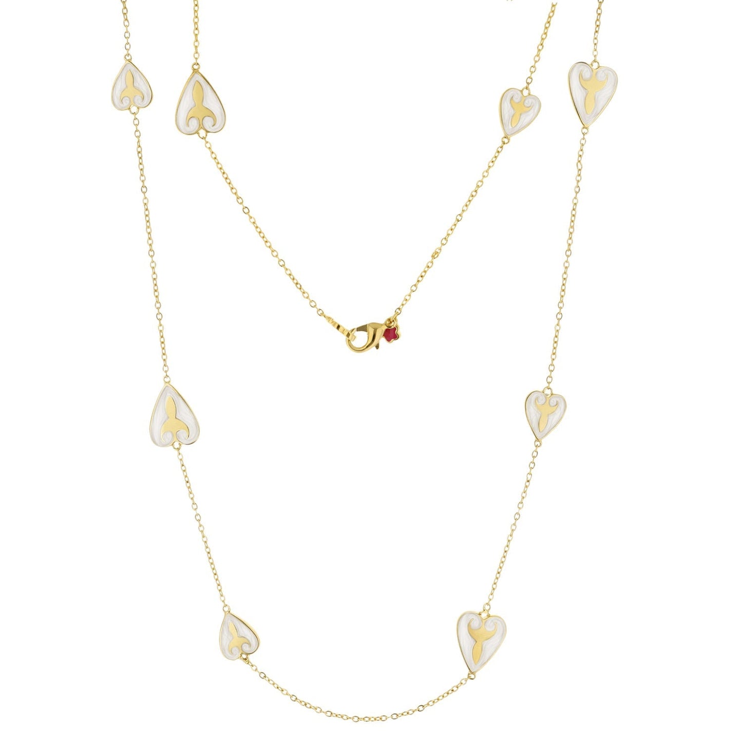Bows And Hearts Necklace Gold Plated Brass