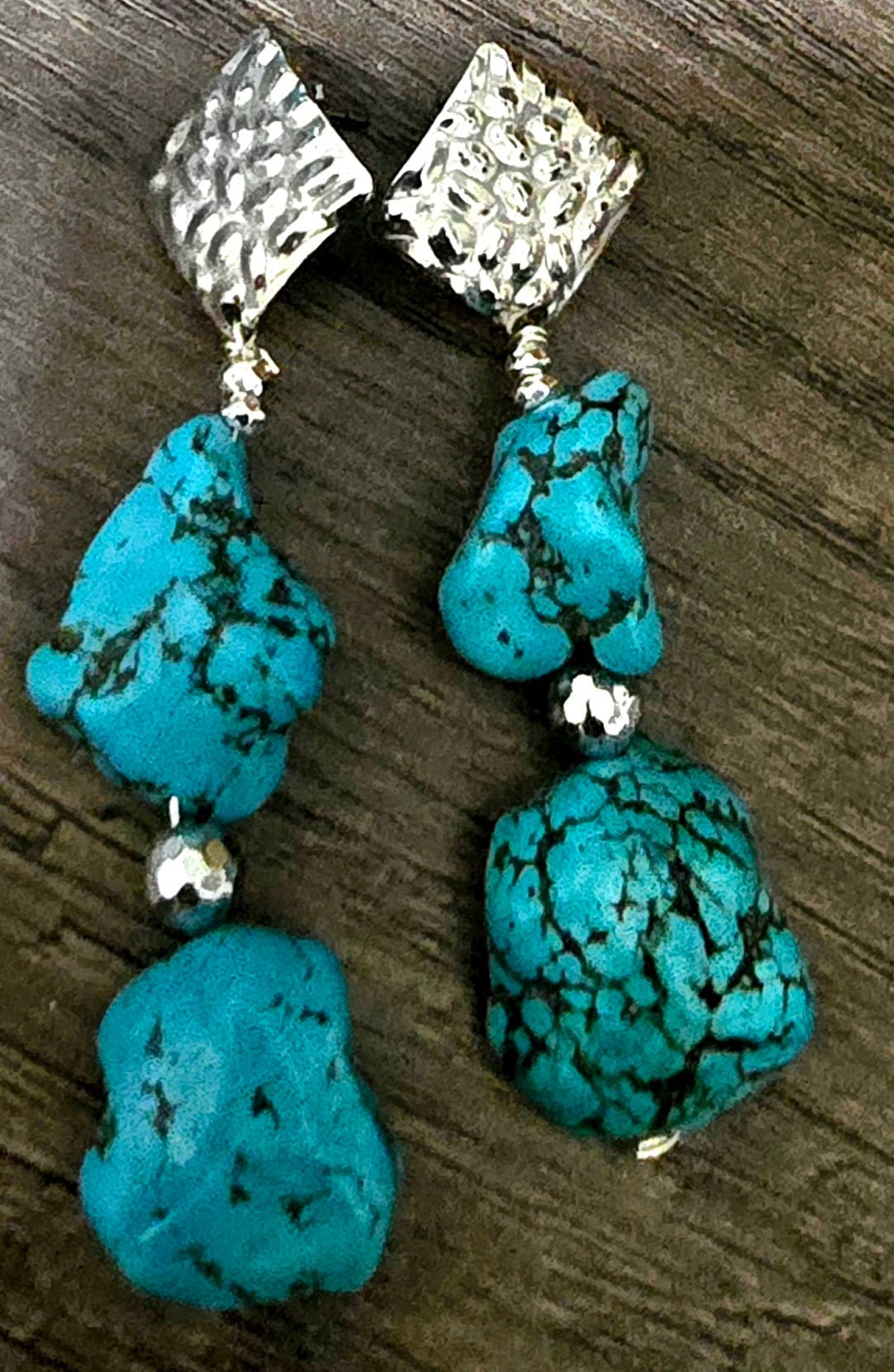 Natural Blue Turquoise Earrings
