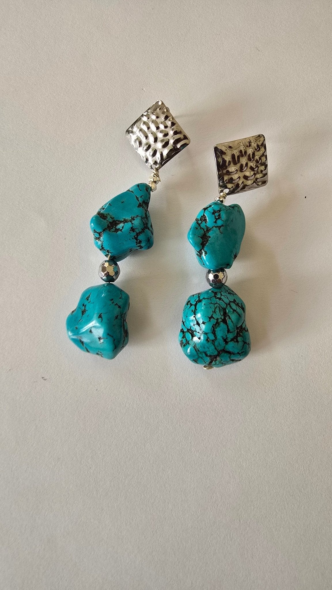 Natural Blue Turquoise Earrings