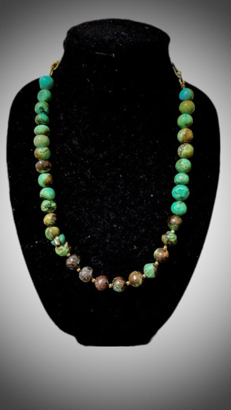 Natural Green and Brown Turquoise Necklace