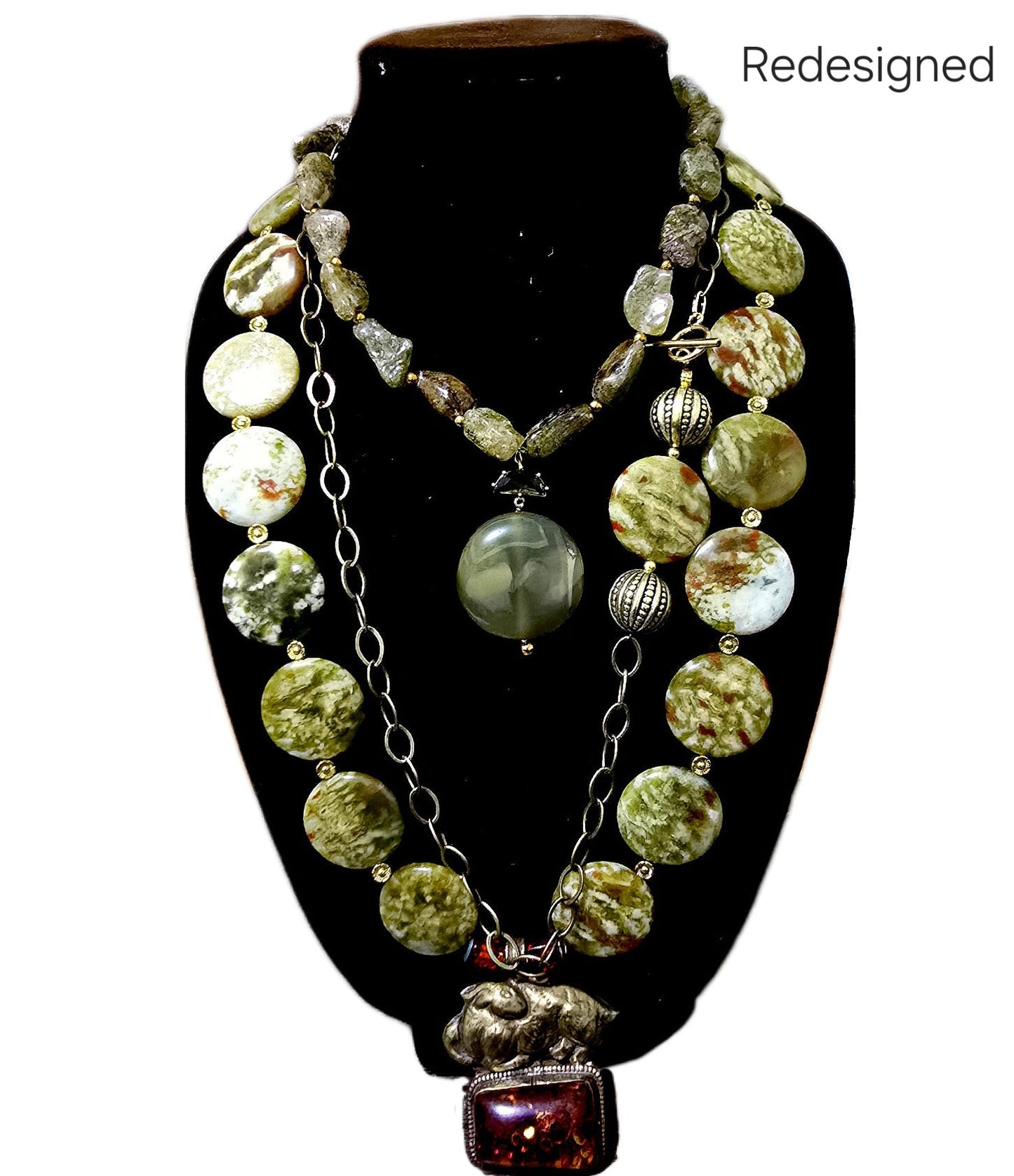 Natural Green Garnet  Antique statement necklace