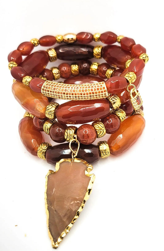 Natural Orange Agate Gemstone Bracelet