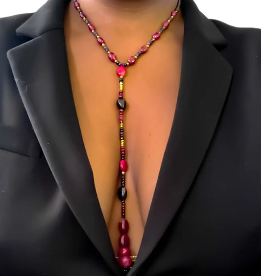 Natural Ruby and Sapphire Collar Necklace.