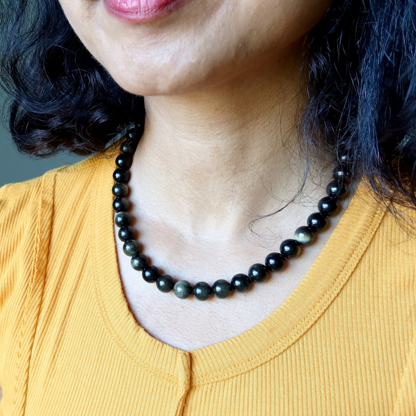 Gold Sheen Obsidian Necklace Bedazzle My Style