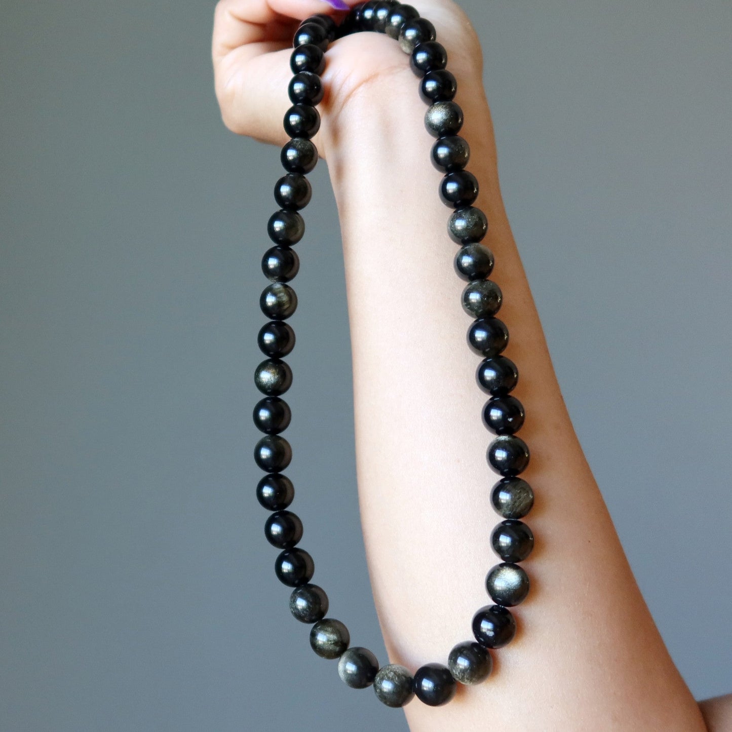 Gold Sheen Obsidian Necklace Bedazzle My Style