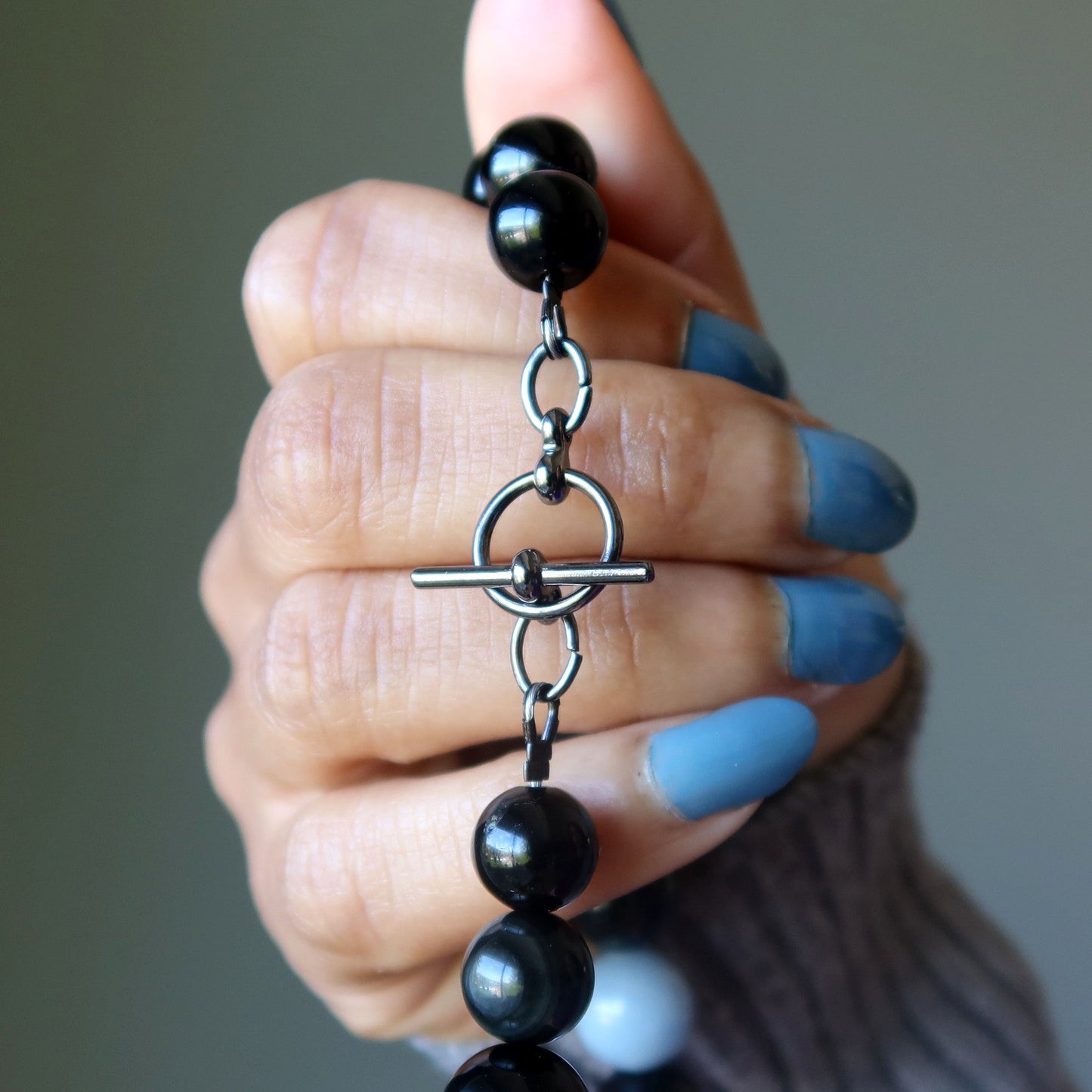 Rainbow Obsidian Angelite Necklace Night Angel Gem