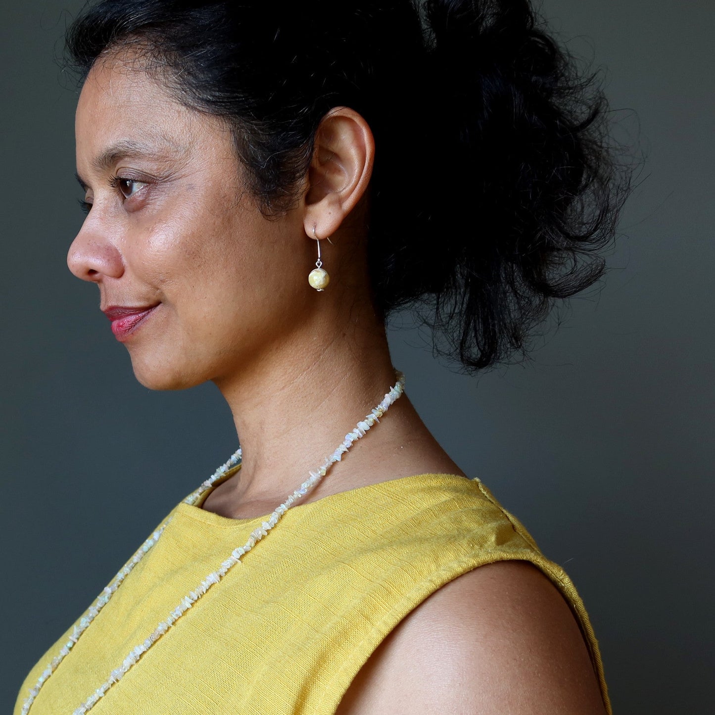 Opal Earrings Bright Yellow Sterling Silver Dangle