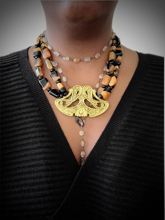 Orange Agate Antique Statement Necklace