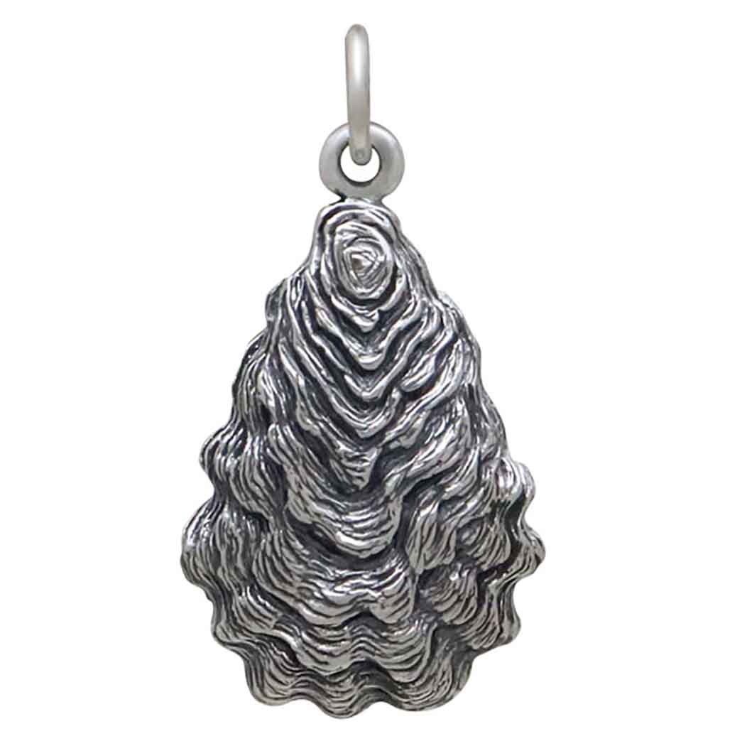 Oyster Shell Charm Necklace - Beach Jewelry - Sterling Silver Necklace