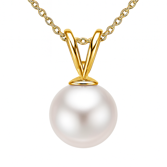 14K Yellow Gold Akoya Pearl 7-8mm Rabbit Ear Pendant