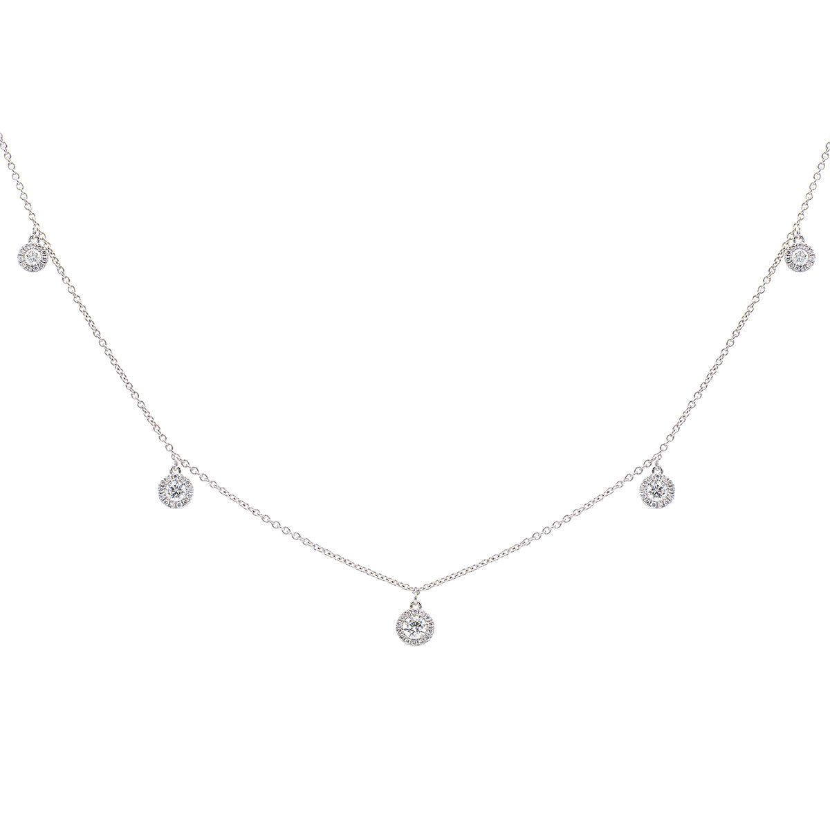 14K White Gold Diamond Necklace, 0.58ct