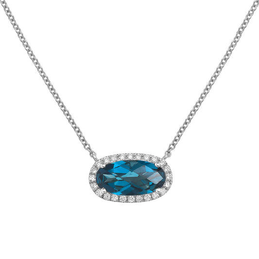 14K White Gold London Blue Topaz Pendant, 2.28ct