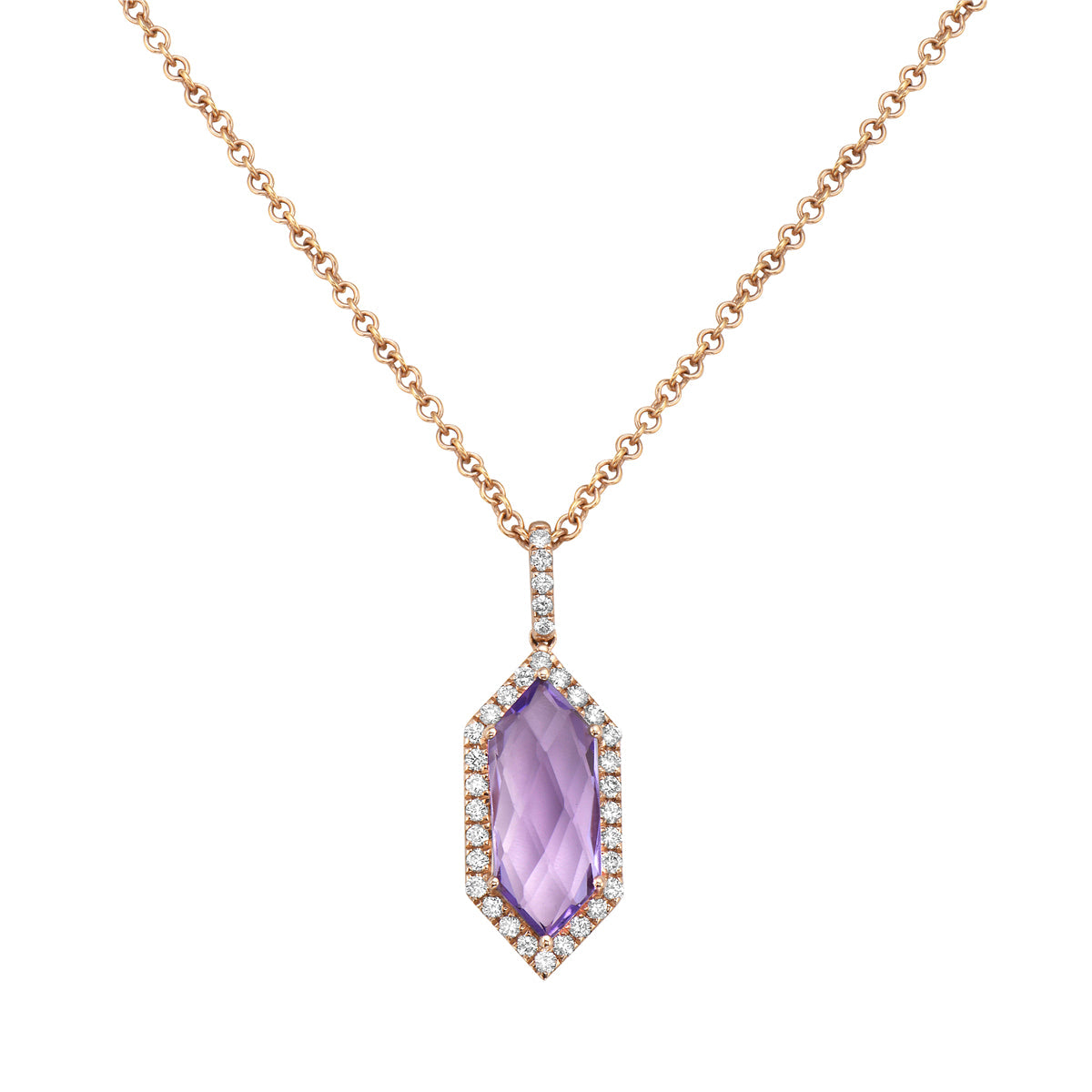 14K Rose Gold Rose De France Pendant, 2.57ct