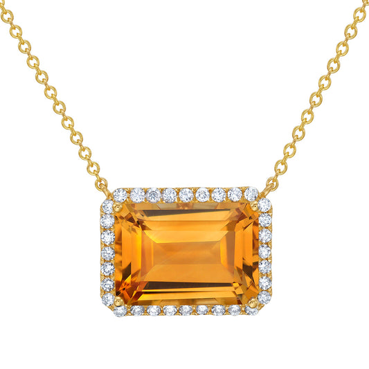 14K Yellow Gold Citrine Pendant, 7.32ct