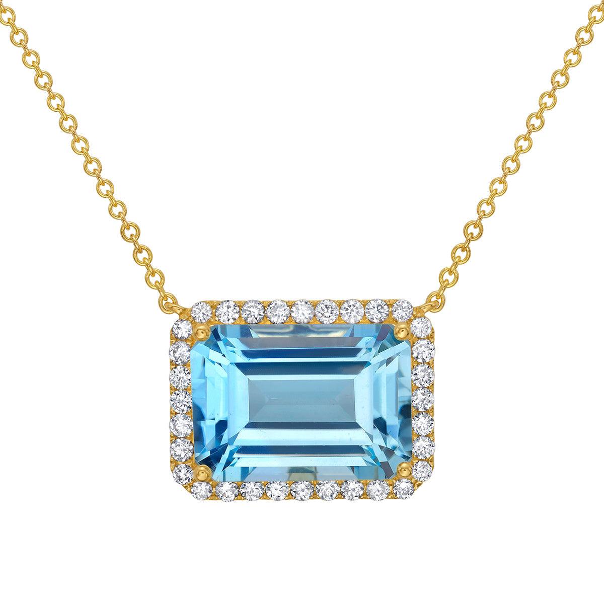14K Yellow Gold Sky Blue Topaz Pendant, 9.72ct