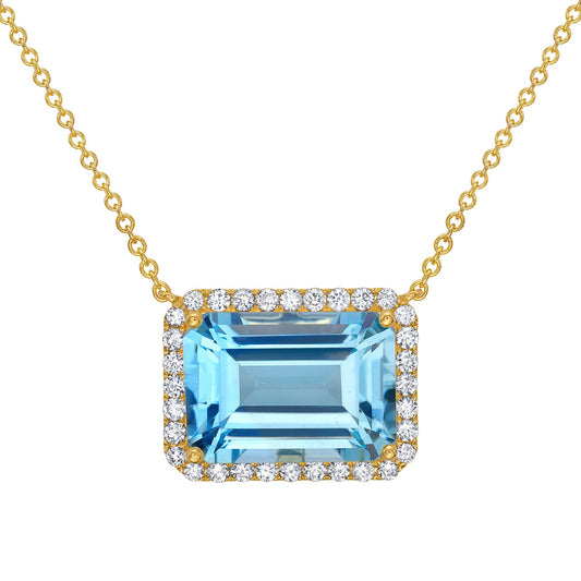 14K Yellow Gold Sky Blue Topaz Pendant, 9.72ct