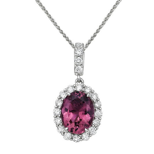 14K White Gold Pink Tourmaline Pendant, 1.89ct