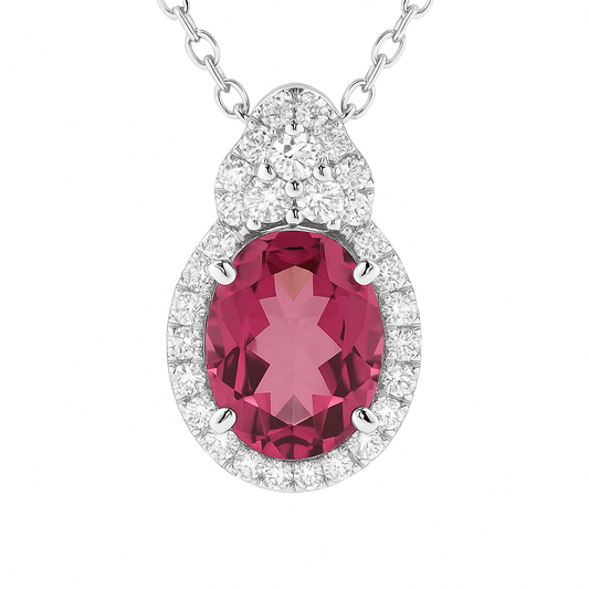 14K White Gold Pink Tourmaline Pendant, 1.77ct